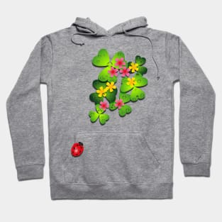 Ladybug with Oxalis  leaves Hoodie